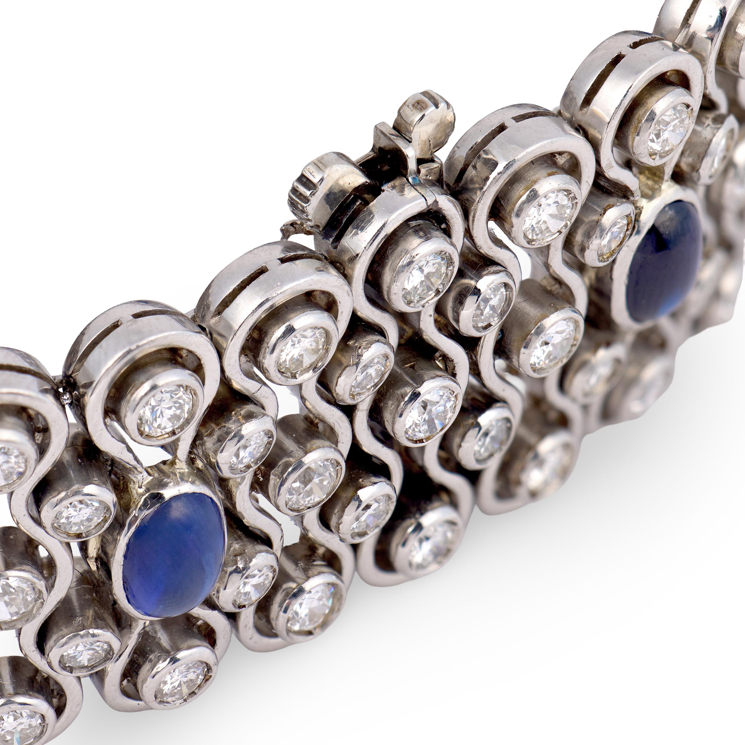 Art Deco 18k/Platinum Diamond & Sapphire Bracelet