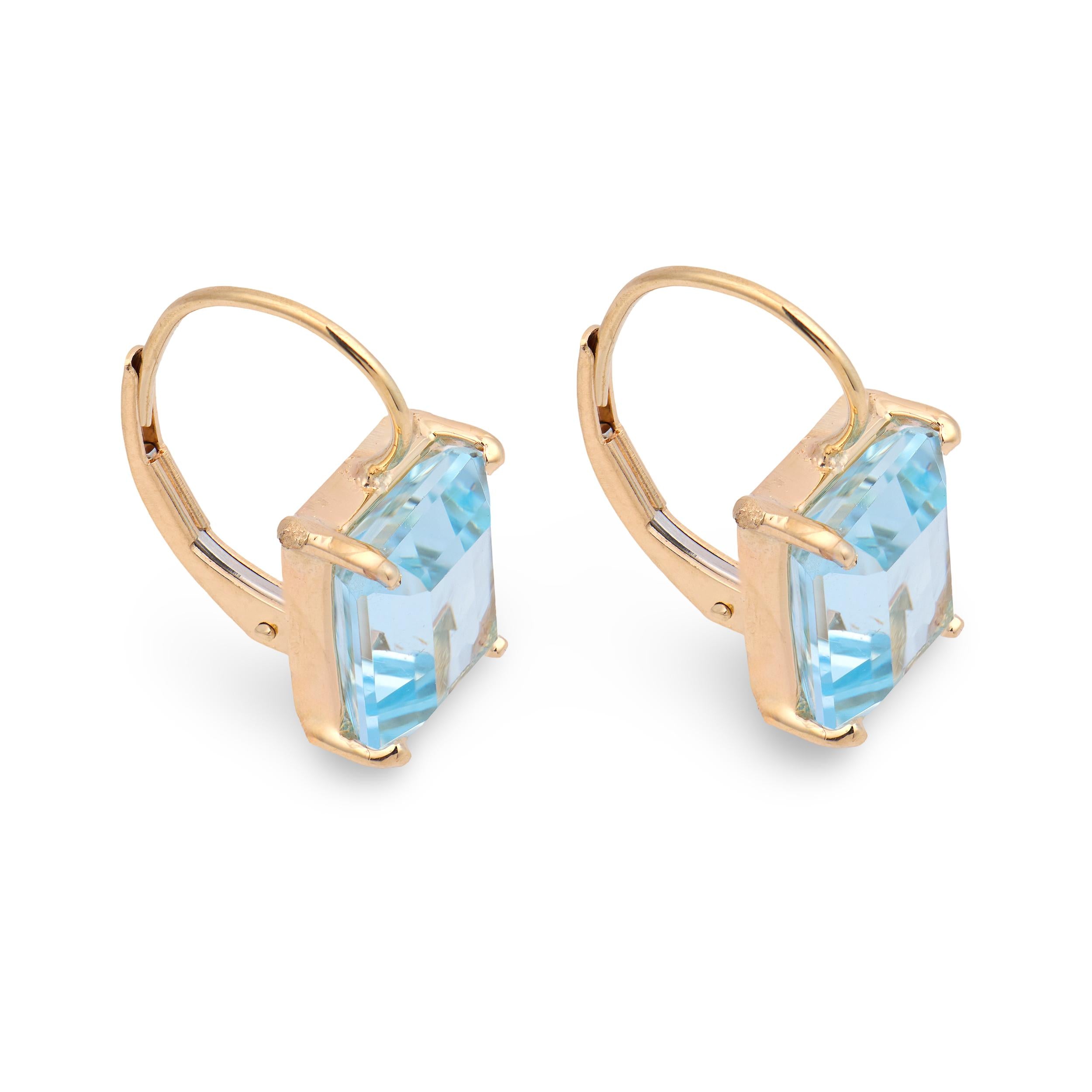 Retro 14k Aqua Drop Earrings