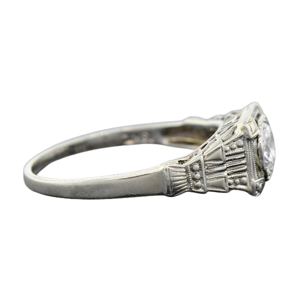 Art Deco 18kt White Gold & Diamond Engagement Ring .36ct