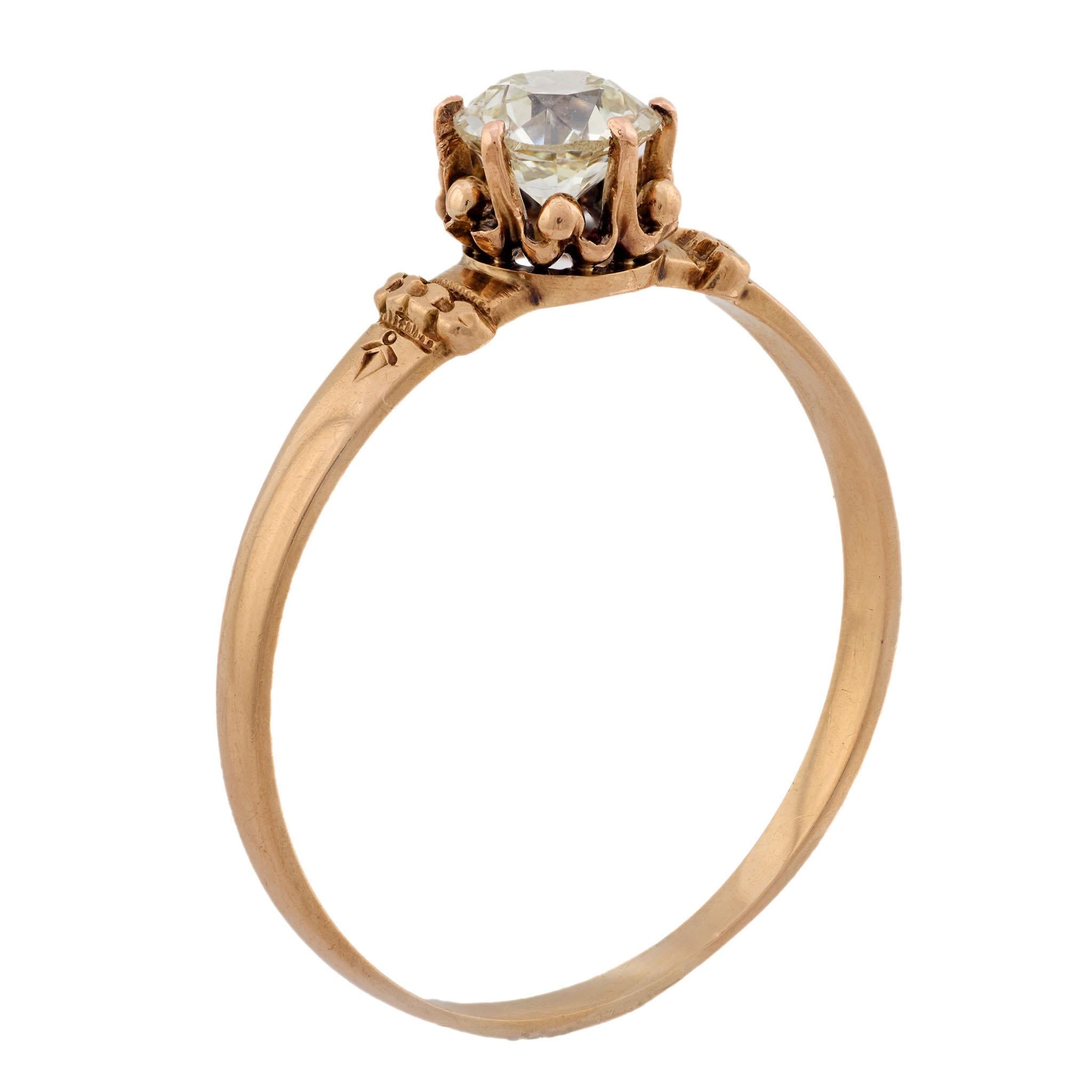 Victorian 14k Diamond Engagement Ring .65ct