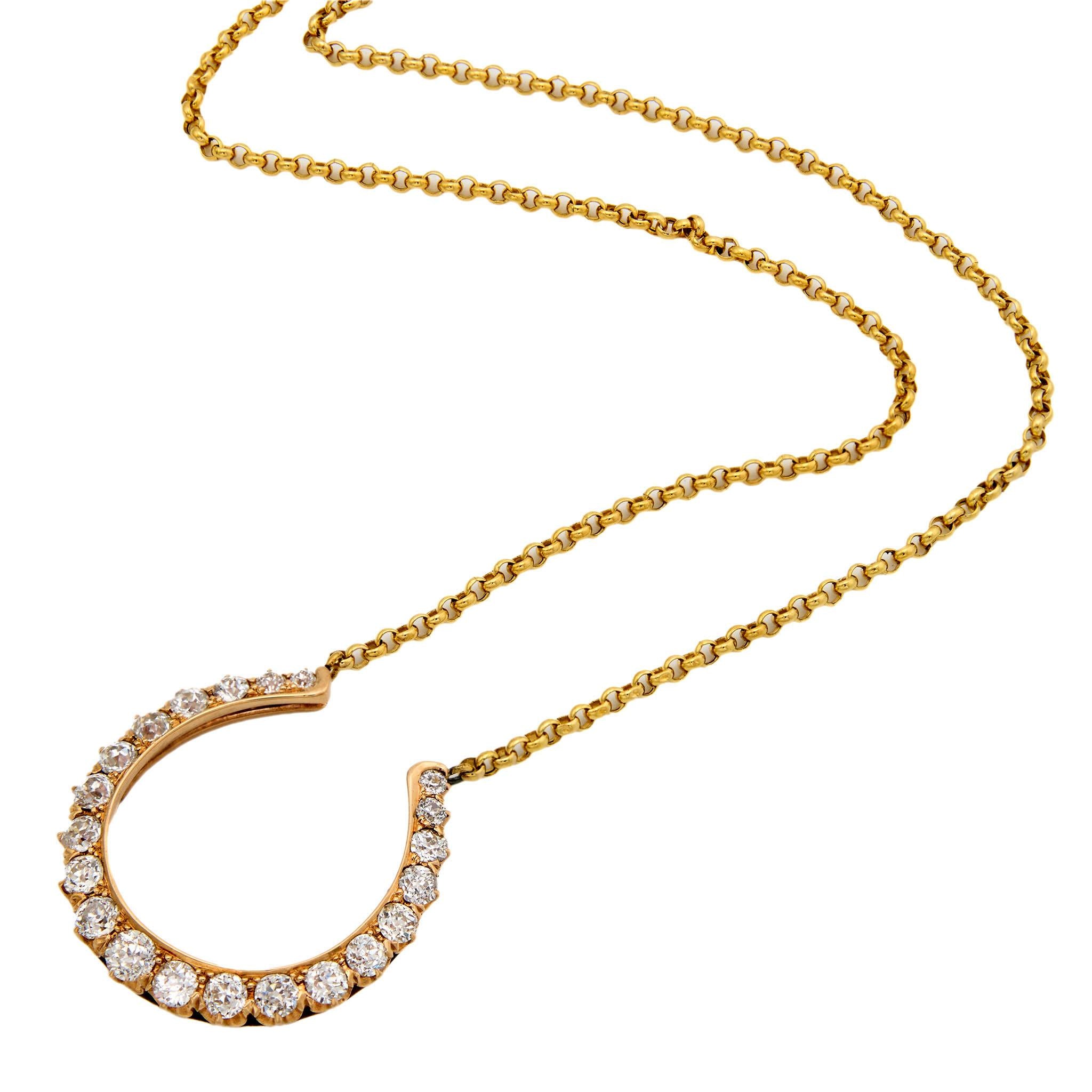 Victorian 14k Diamond Horseshoe Pendant