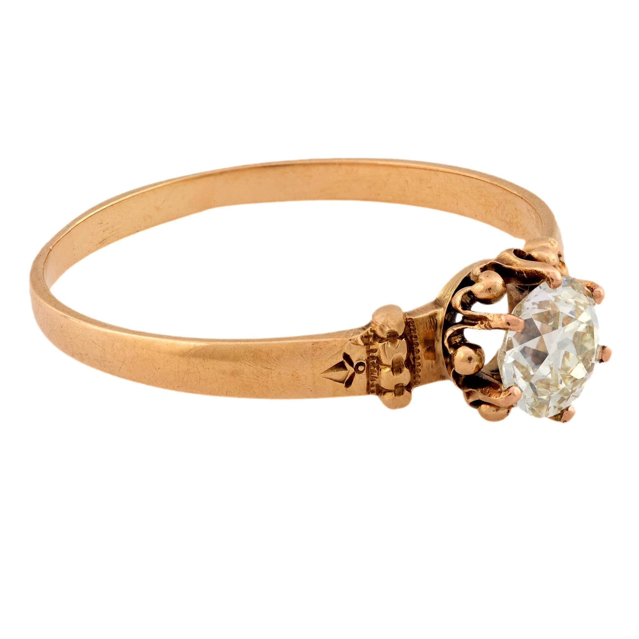 Victorian 14k Diamond Engagement Ring .65ct