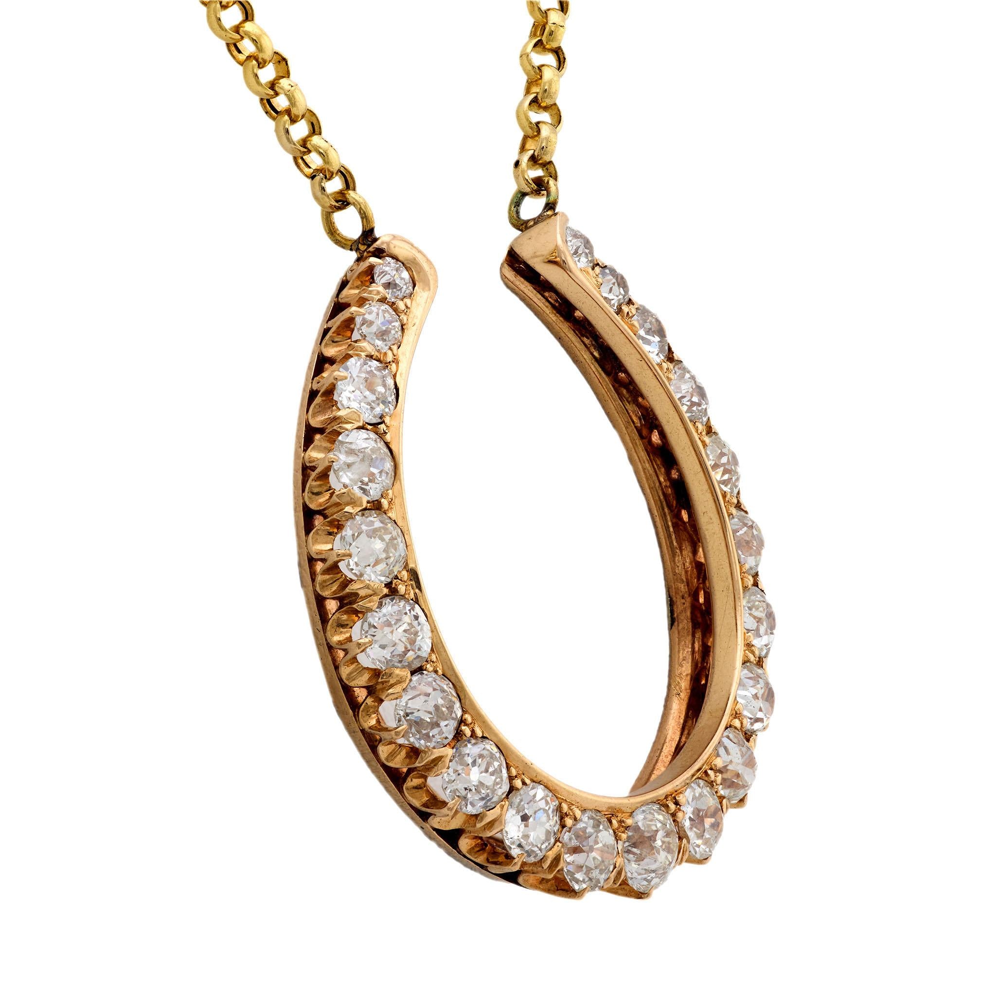 Victorian 14k Diamond Horseshoe Pendant