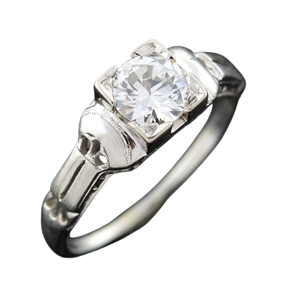 Late Art Deco 18kt Diamond Engagement Ring 0.62ct