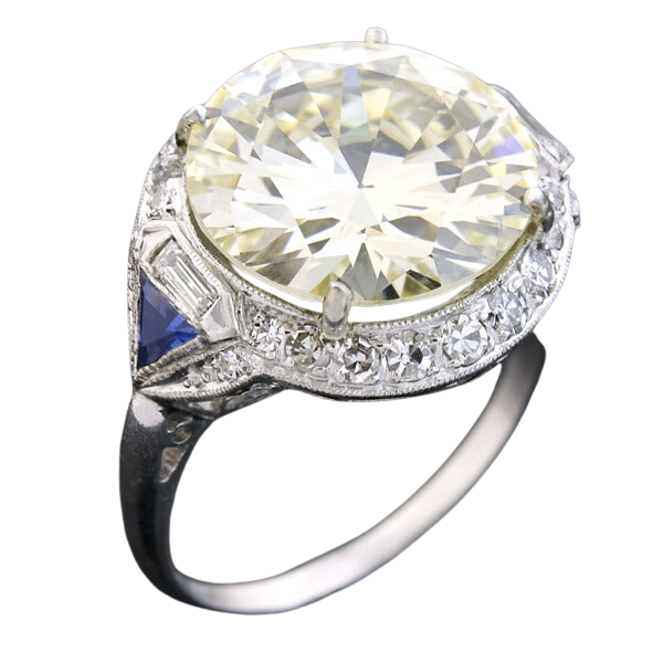 Late Art Deco Platinum Diamond Engagement Ring 6.29ctw