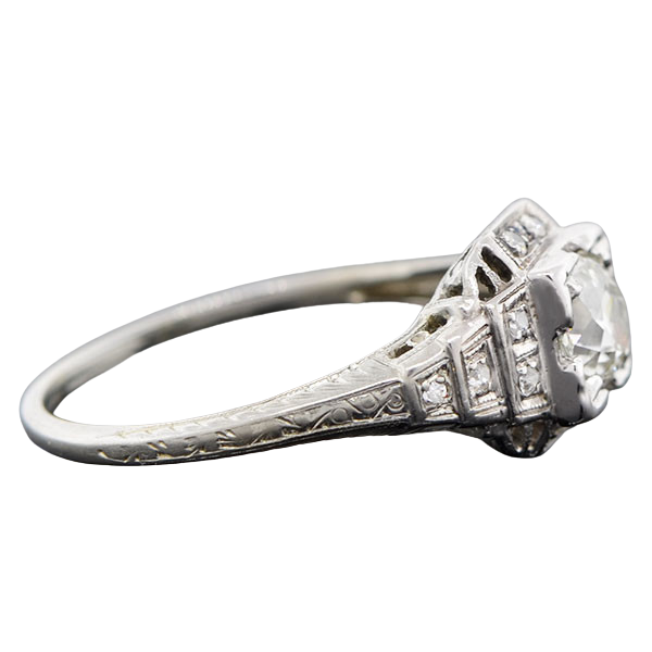 Art Deco 18kt Diamond Engagement Ring 0.80ct