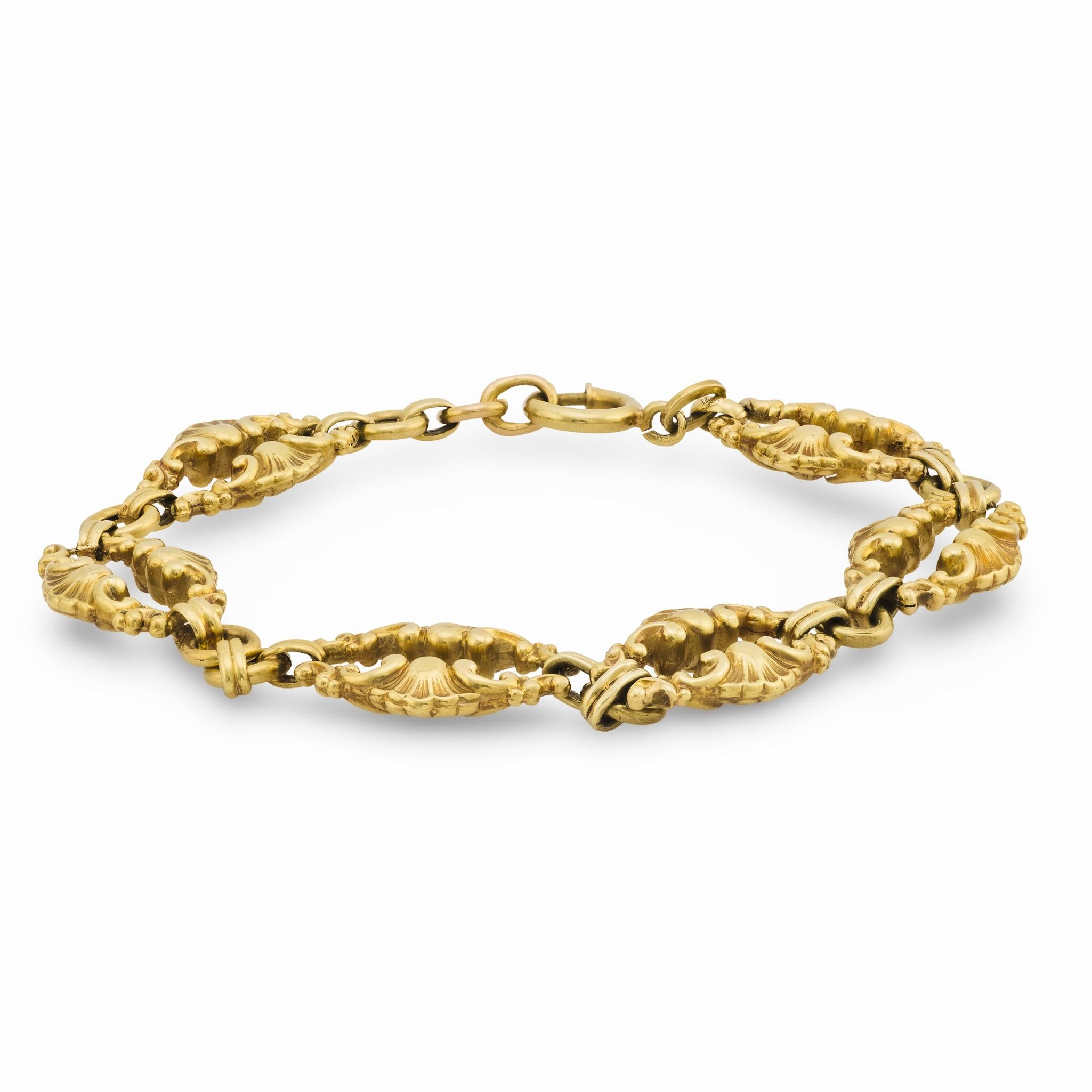 Art Nouveau 14k Link Bracelet