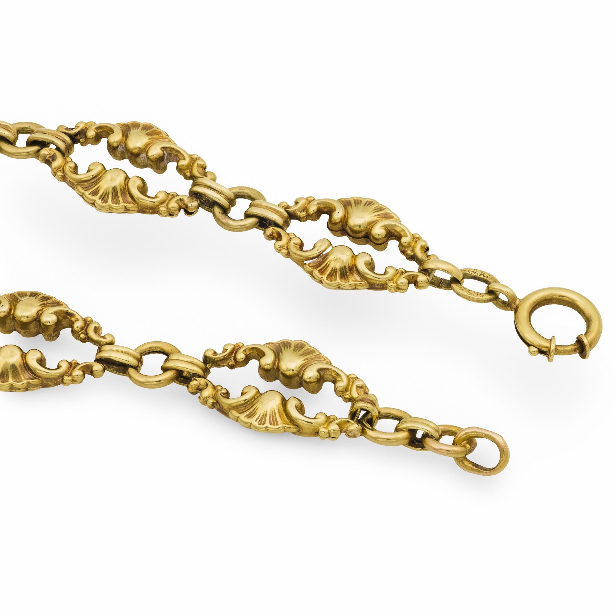 Art Nouveau 14k Link Bracelet