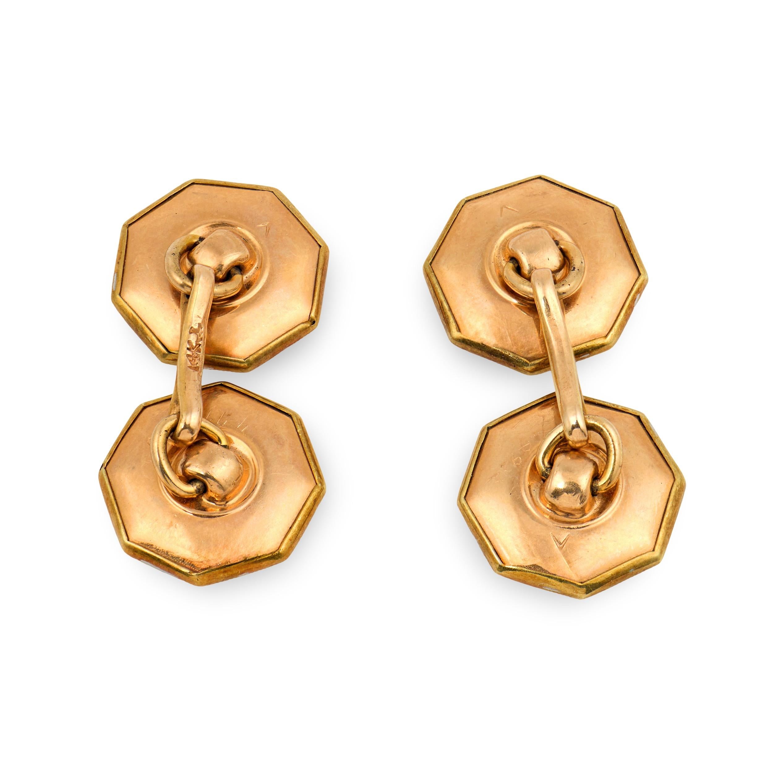 KREMENTZ & CO. Edwardian 14k/Platinum Mother of Pearl Cufflinks