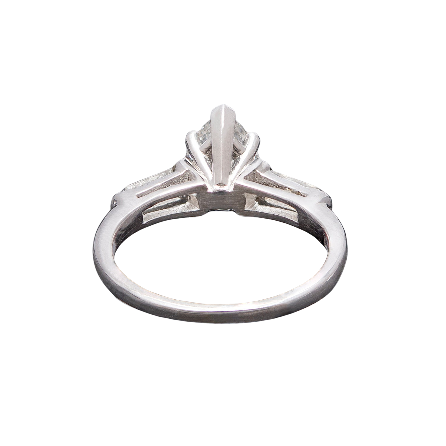 Art Deco Platinum Old Pear-Cut Diamond Engagement Ring 1.07ct