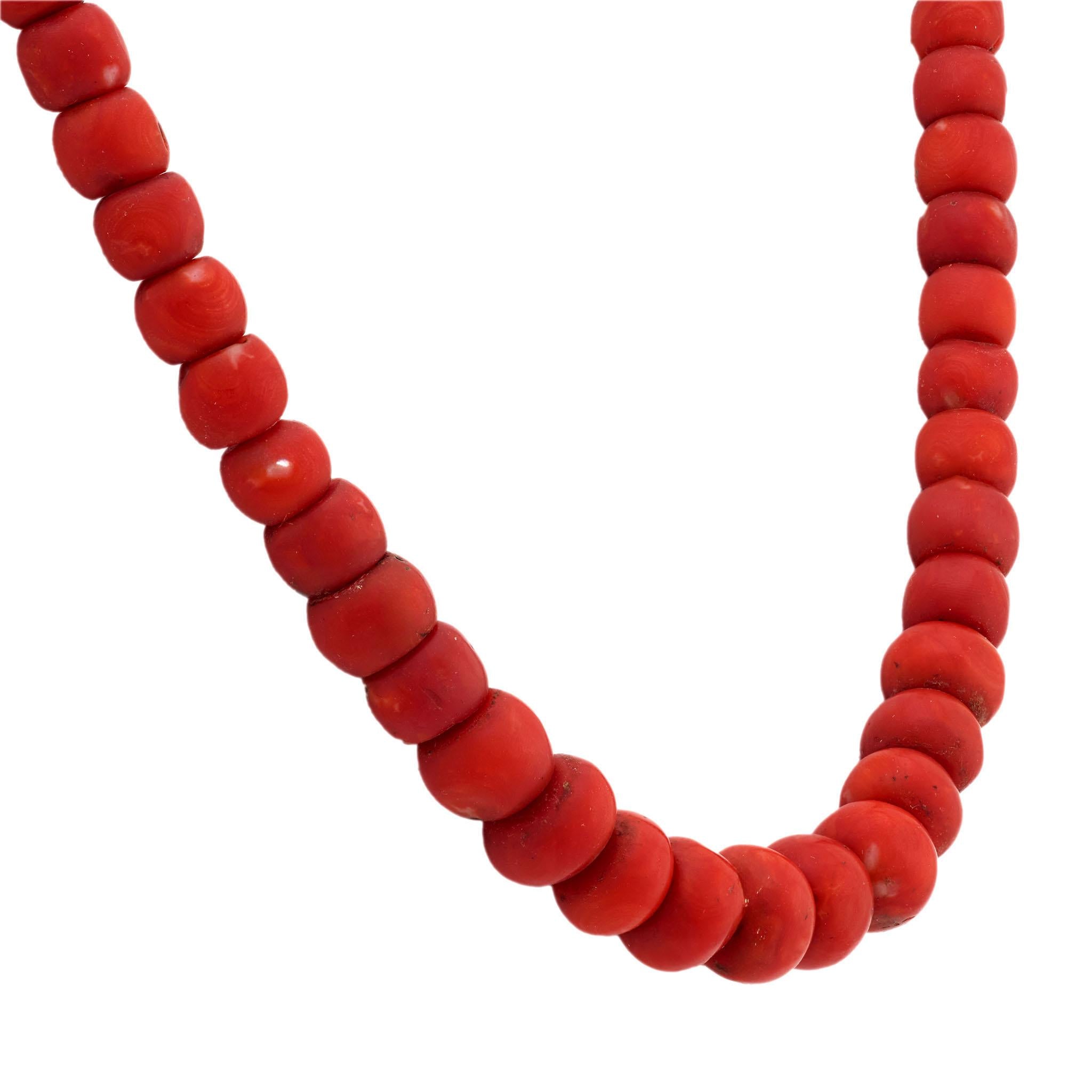 Victorian 14k Coral Bead Necklace