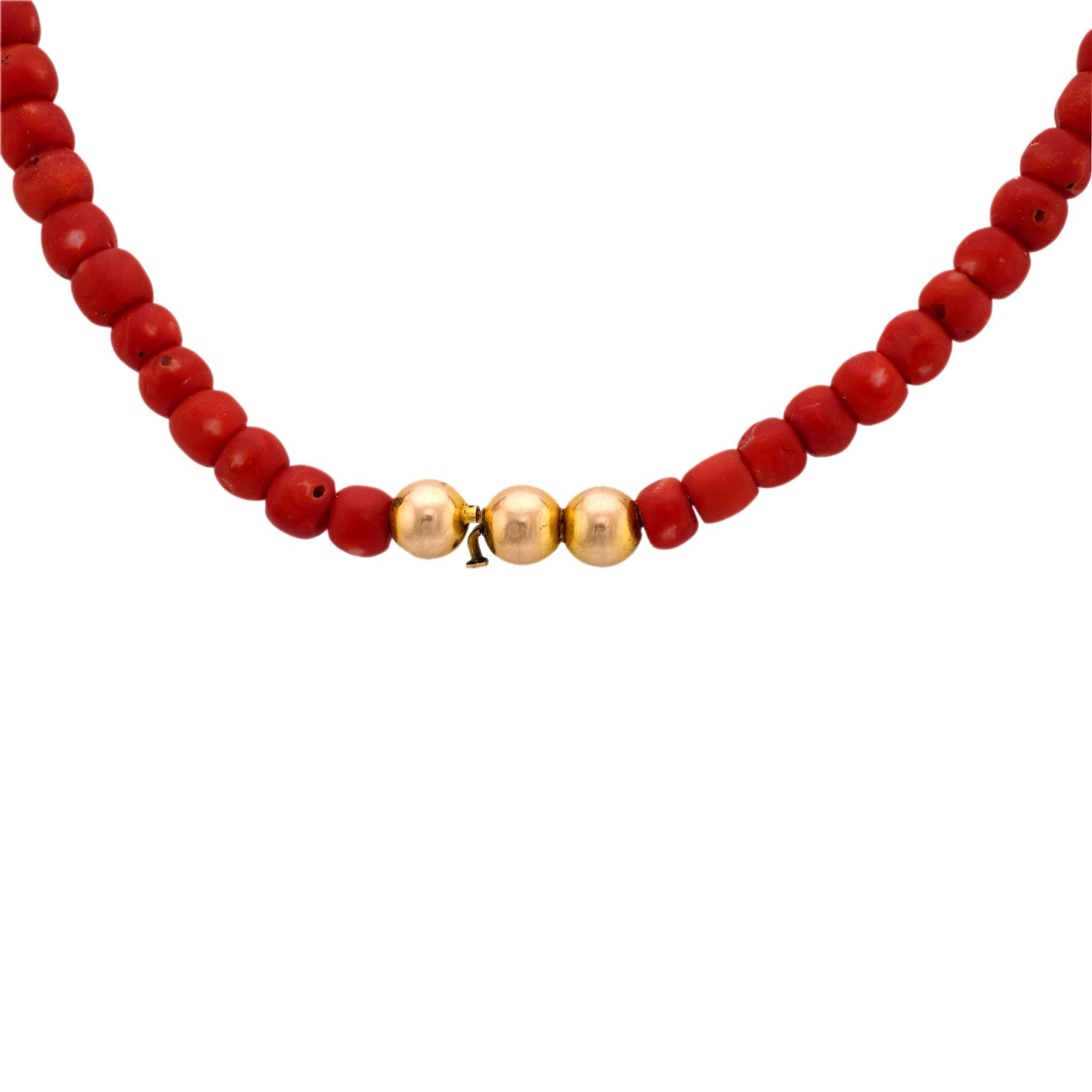 Victorian 14k Coral Bead Necklace