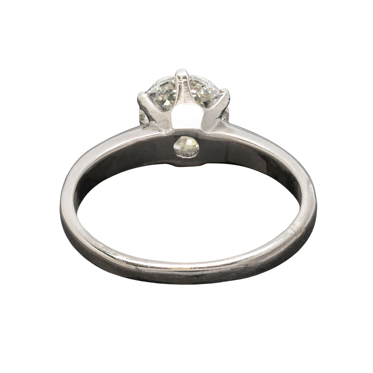 Estate 14kt White Gold + Rose Cut Diamond Engagement Ring 1.03ctw