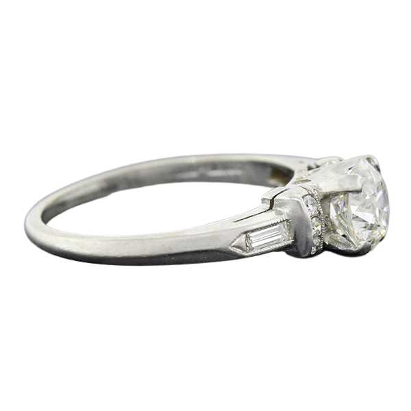 Late Art Deco Platinum Diamond Engagement Ring 0.51ctw