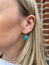 Victorian 14kt Persian Turquoise + Rose Cut Diamond Earrings