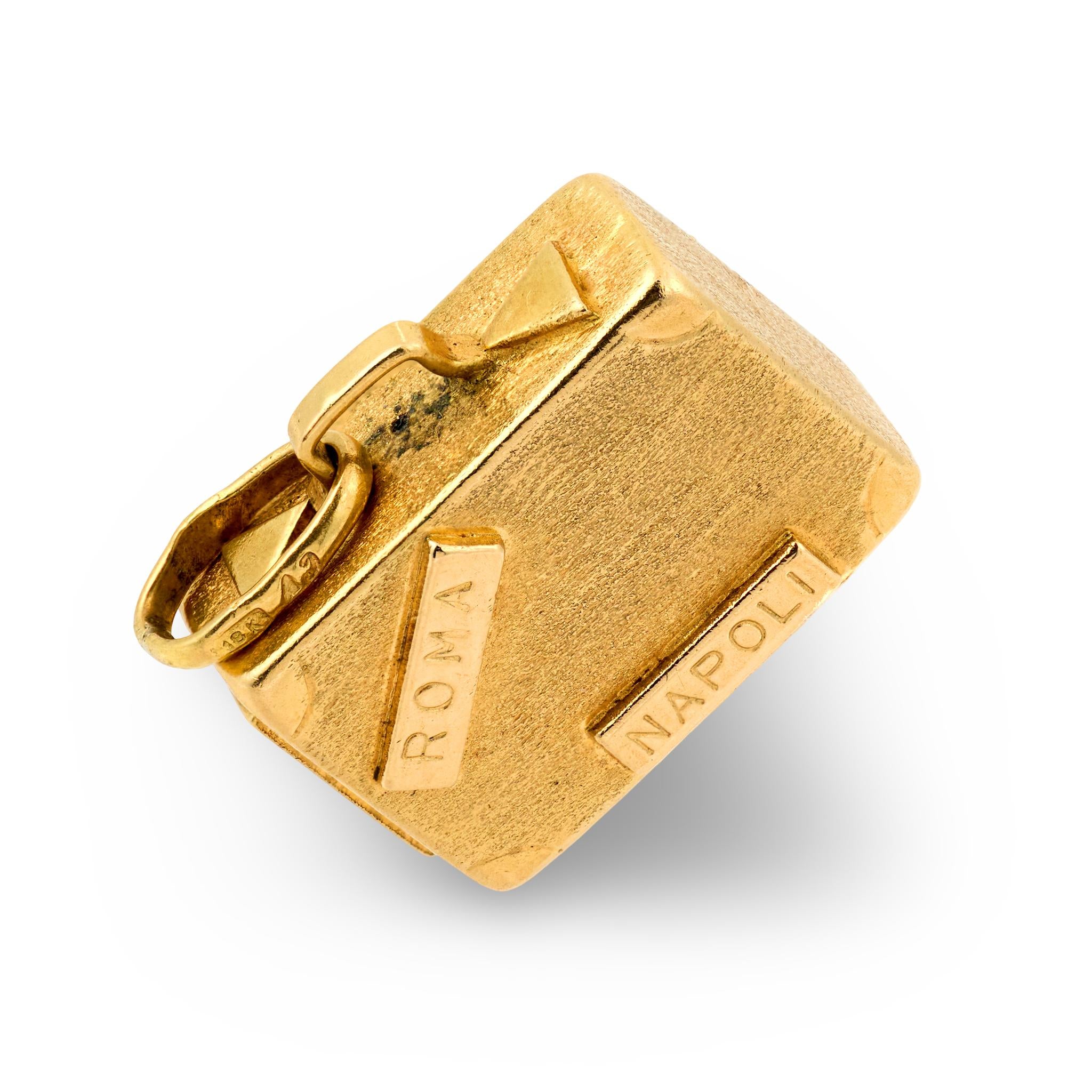 Estate Italian 18k Suitcase Pendant/Charm
