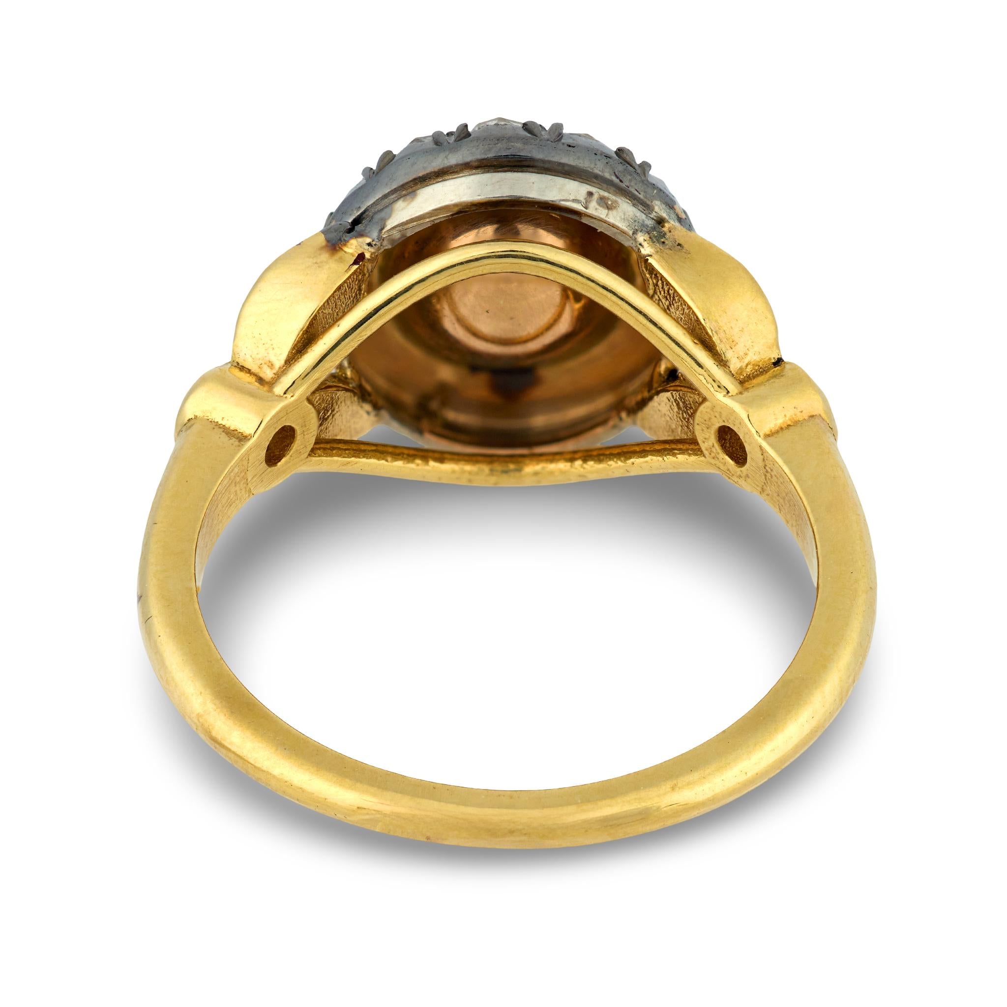 Victorian 18k/Sterling Silver Diamond Halo Ring .65ct