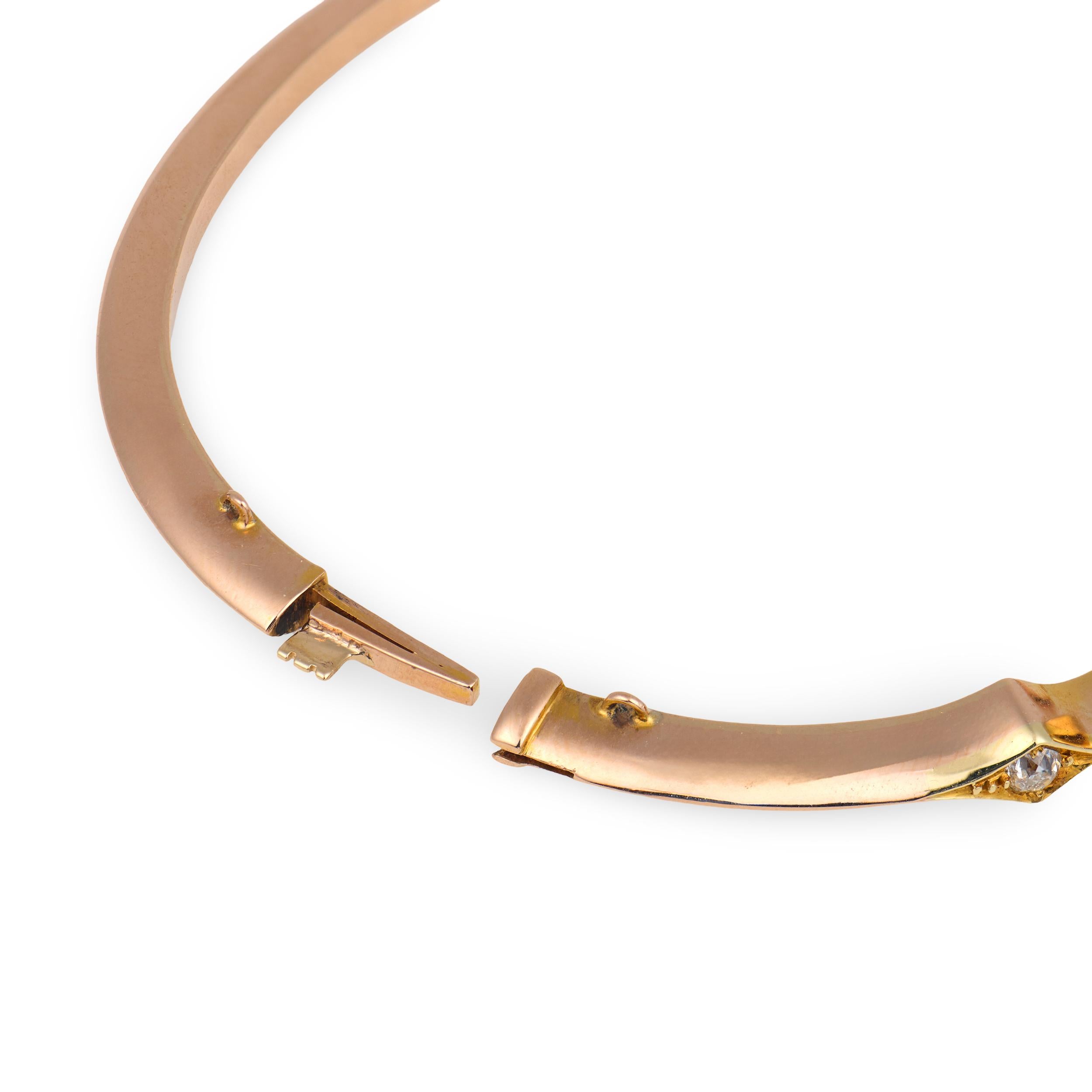 Victorian 18k Sapphire & Diamond Halo Bangle