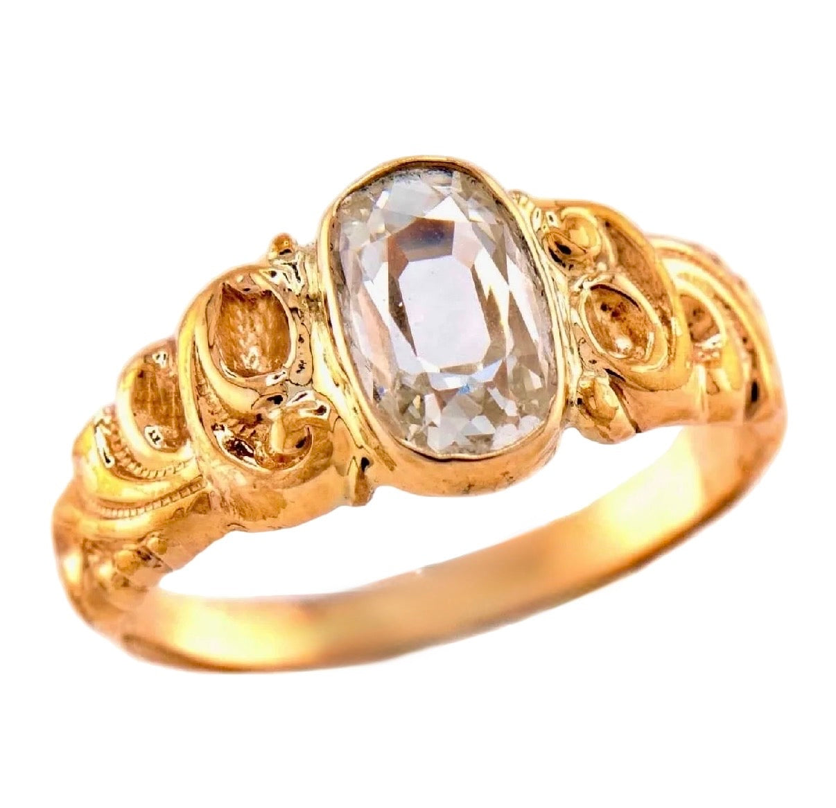 Victorian 14k 1.00ct Old Cushion Cut Diamond Ring