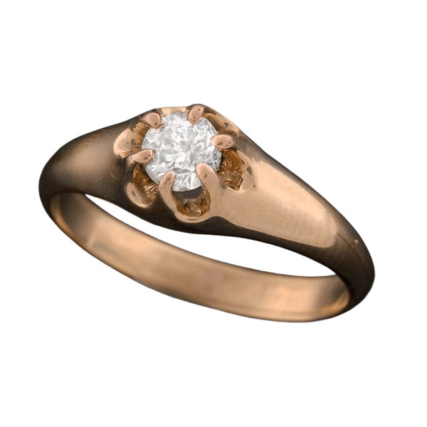 Victorian 14kt Diamond Solitaire Engagement Ring 0.49ct