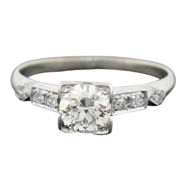 Art Deco 14kt Diamond Engagement Ring 0.73ct