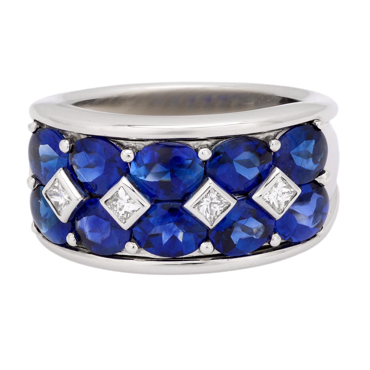 Estate 18k Sapphire and Diamond Half Band