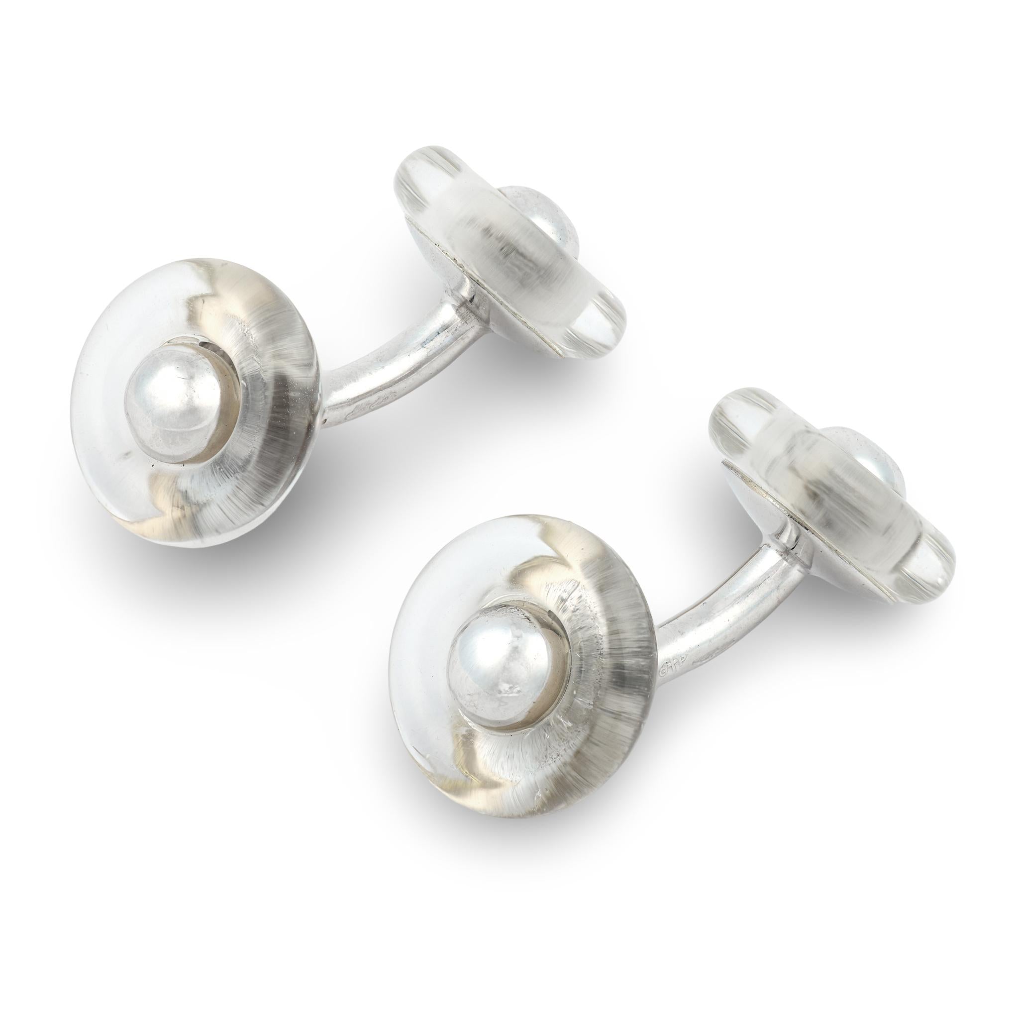 Art Deco 18k Rock Quartz Crystal Cufflinks