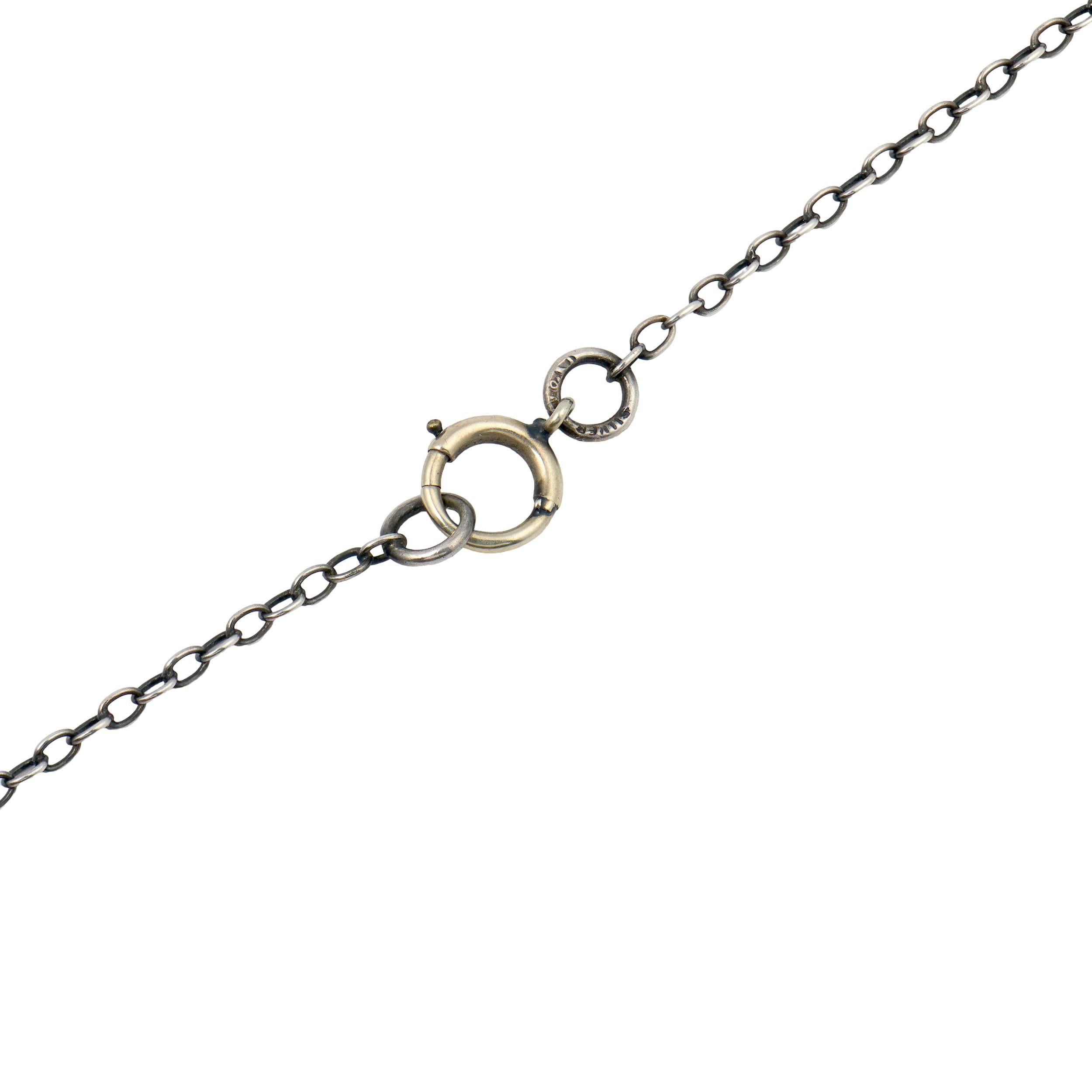 Victorian 15k/Sterling Diamond, Ruby, Pearl "Rod of Asclepius" Pendant Necklace