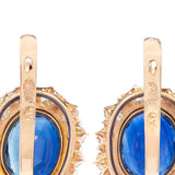 Victorian Russian 14k Sapphire & Diamond Cluster Earrings