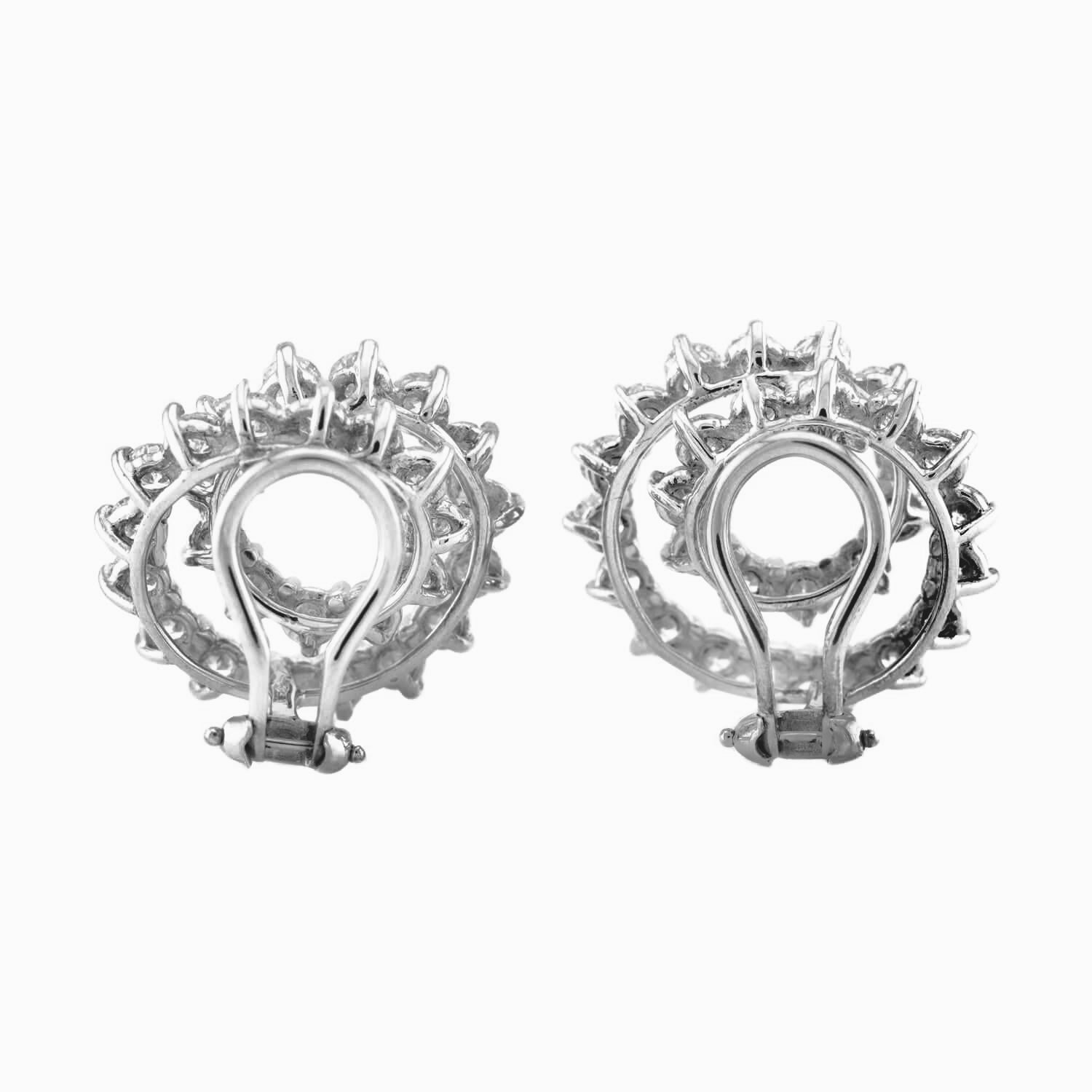 TIFFANY & CO. Vintage Platinum Diamond Swirl-Motif Earrings