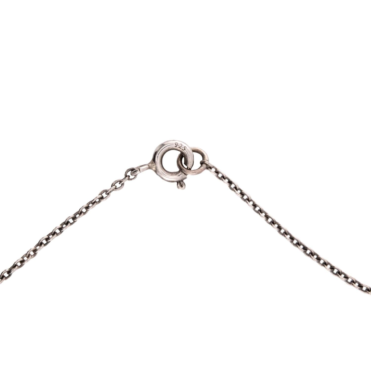 Art Nouveau Sterling Silver Moss Agate Pendant Necklace