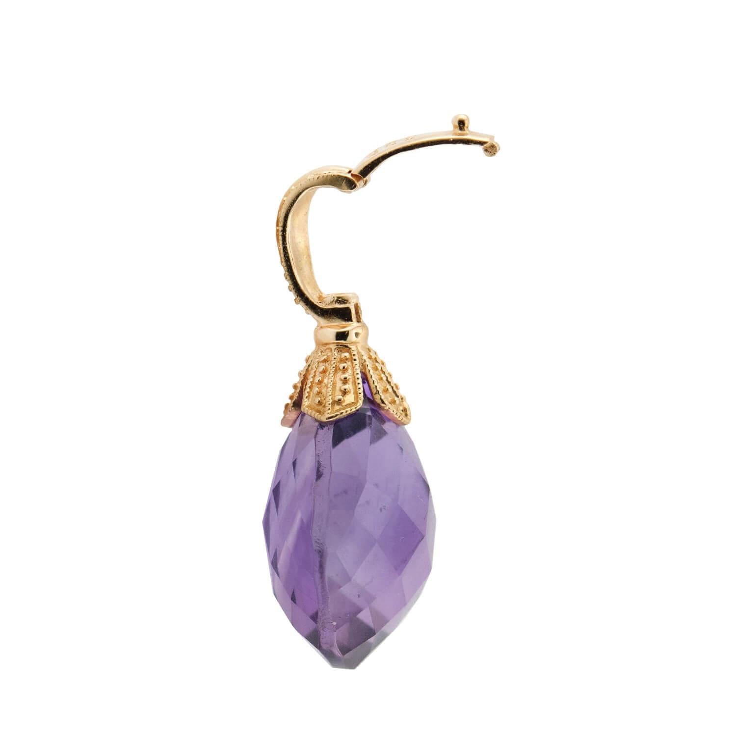 Vintage Indian 14k Amethyst Drop Pendant/Charm