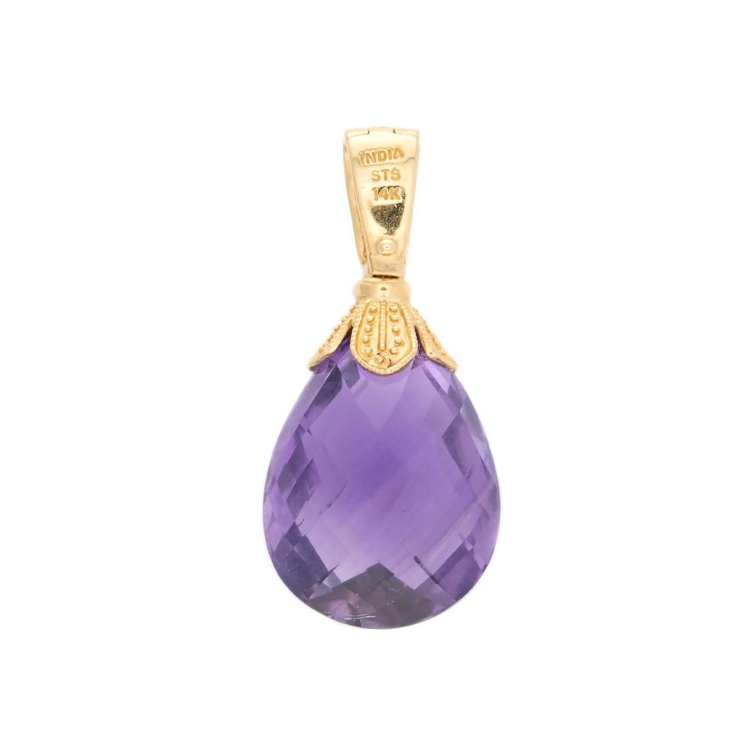 Vintage Indian 14k Amethyst Drop Pendant/Charm