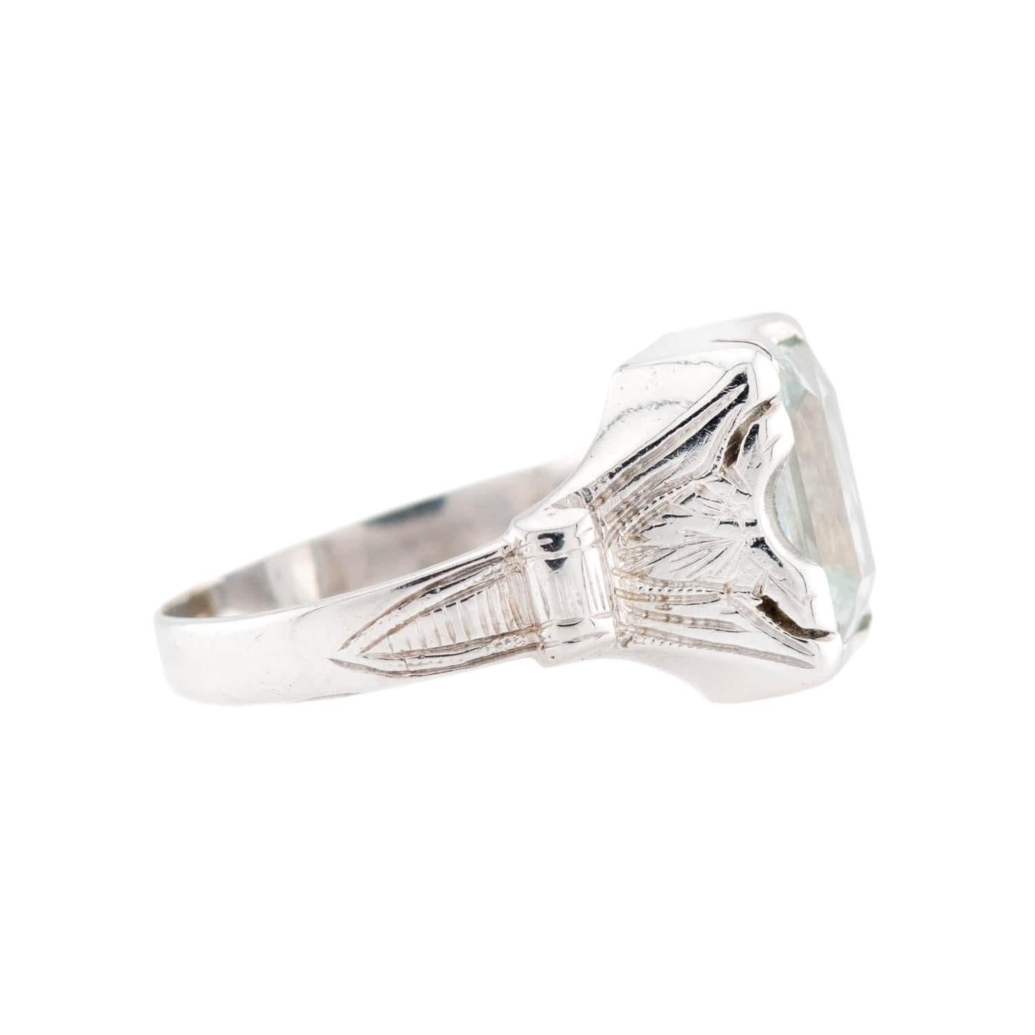 Art Deco 14k Aquamarine Ring