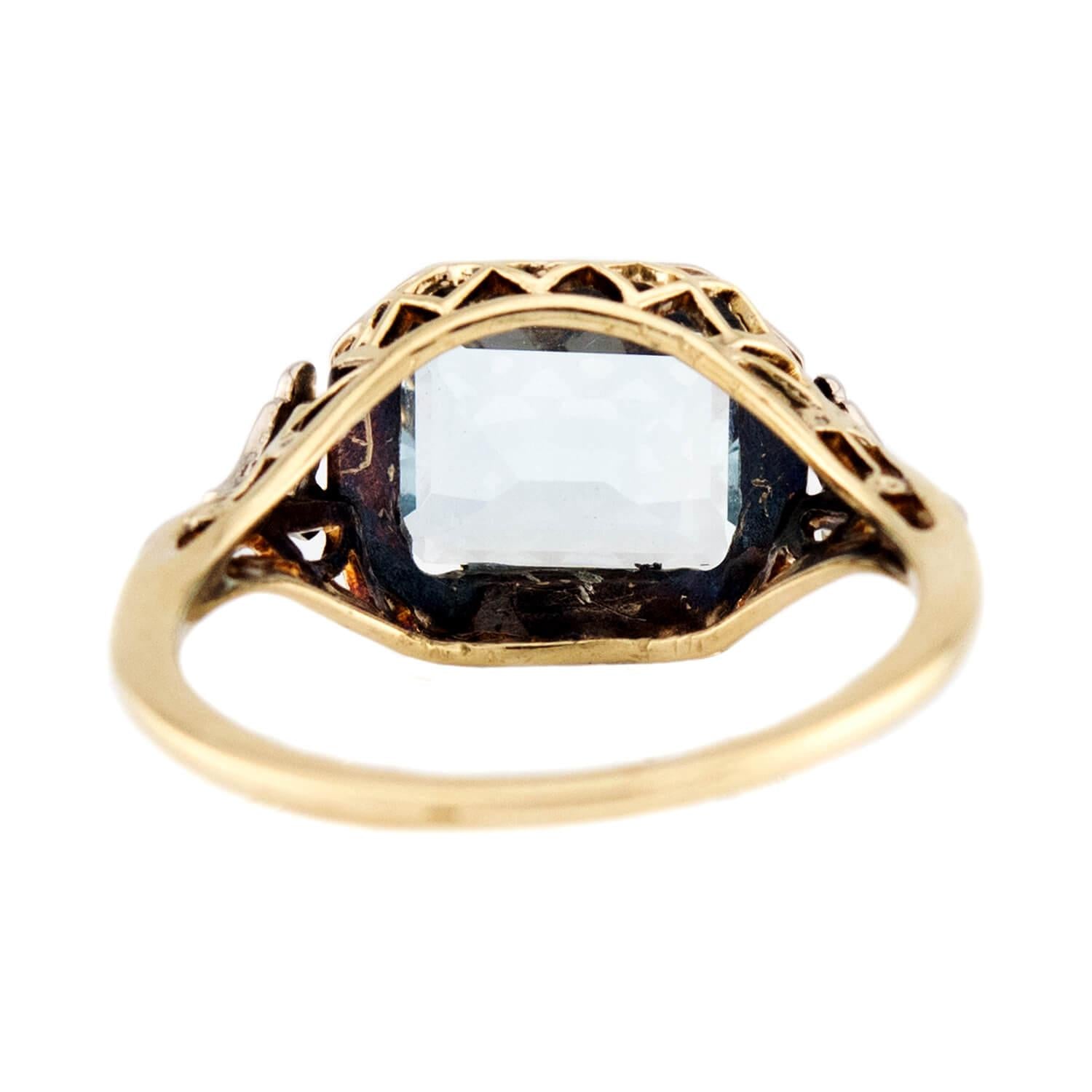 Art Deco 14k Aqua Ring