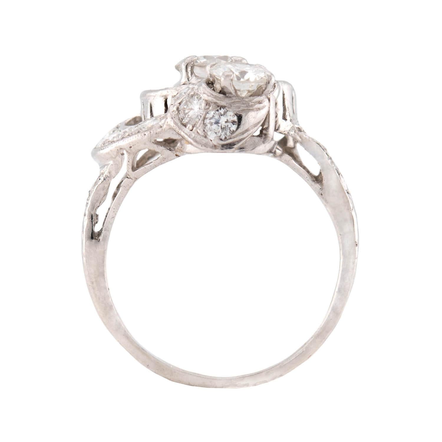 Late Deco Platinum Diamond Cluster Ring