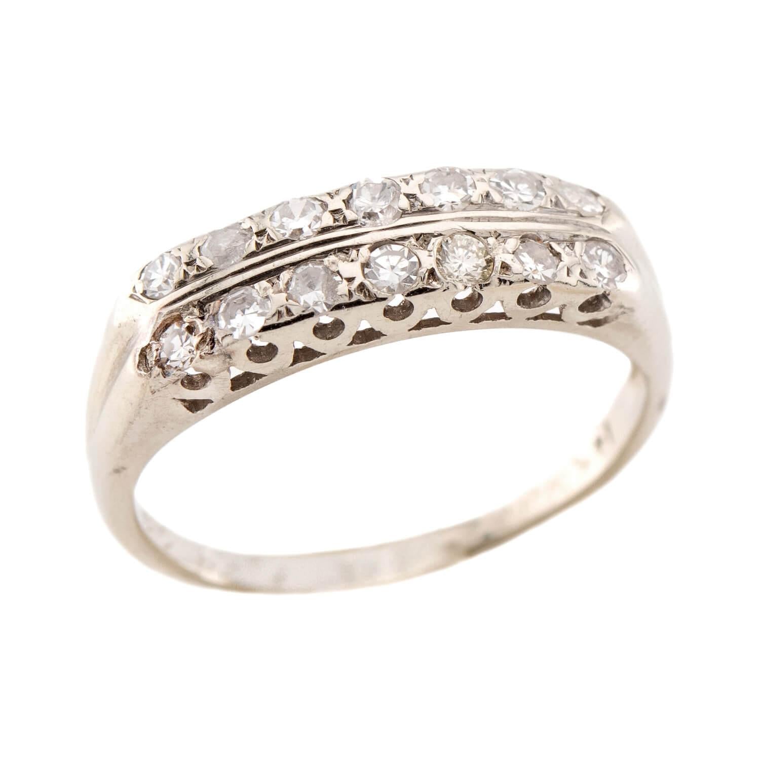 Art Deco 14k Diamond Half Band