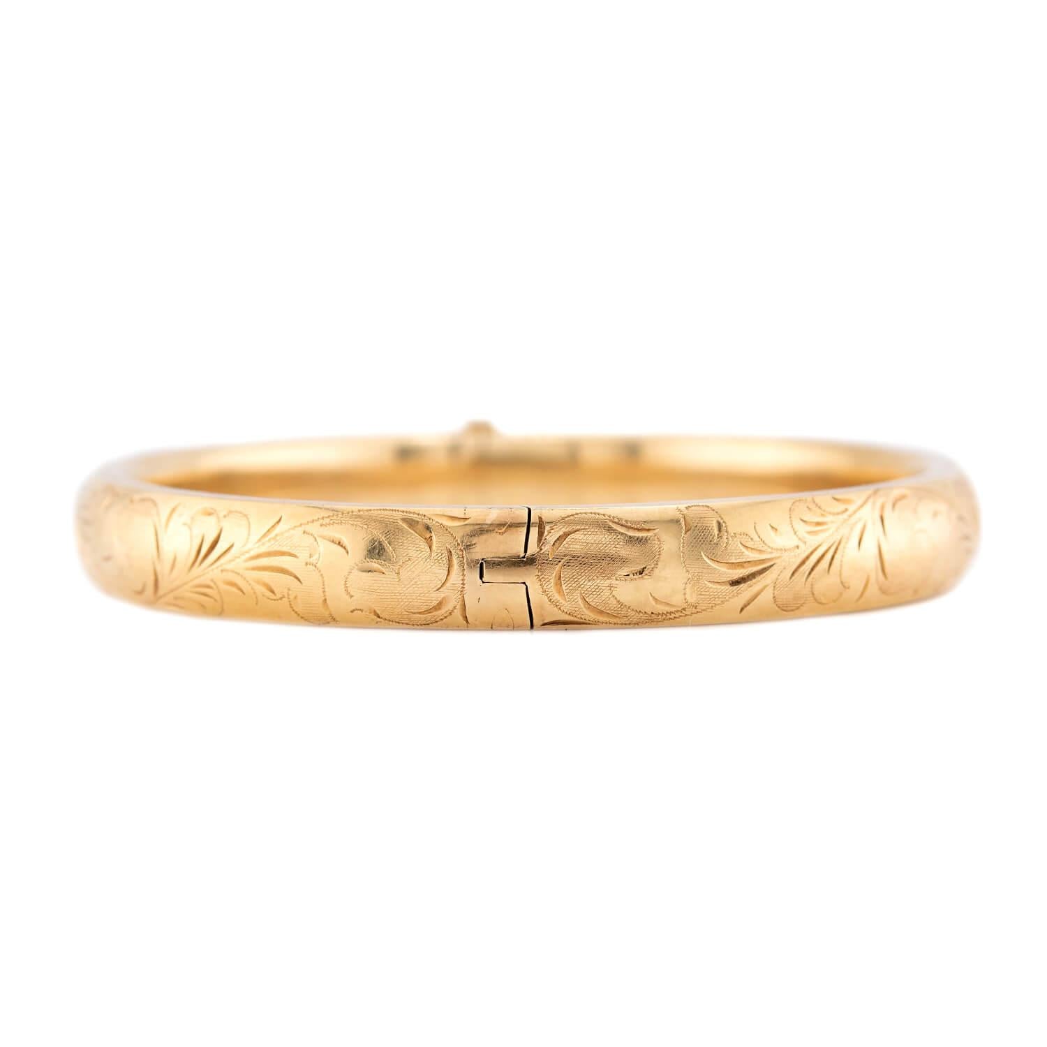 Victorian 14k Gold Engraved Bangle