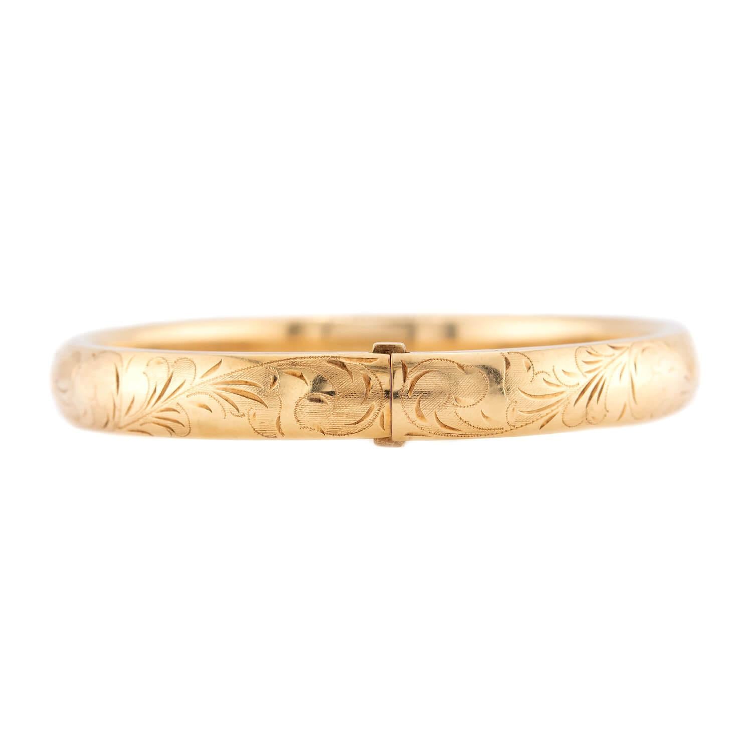 Victorian 14k Gold Engraved Bangle