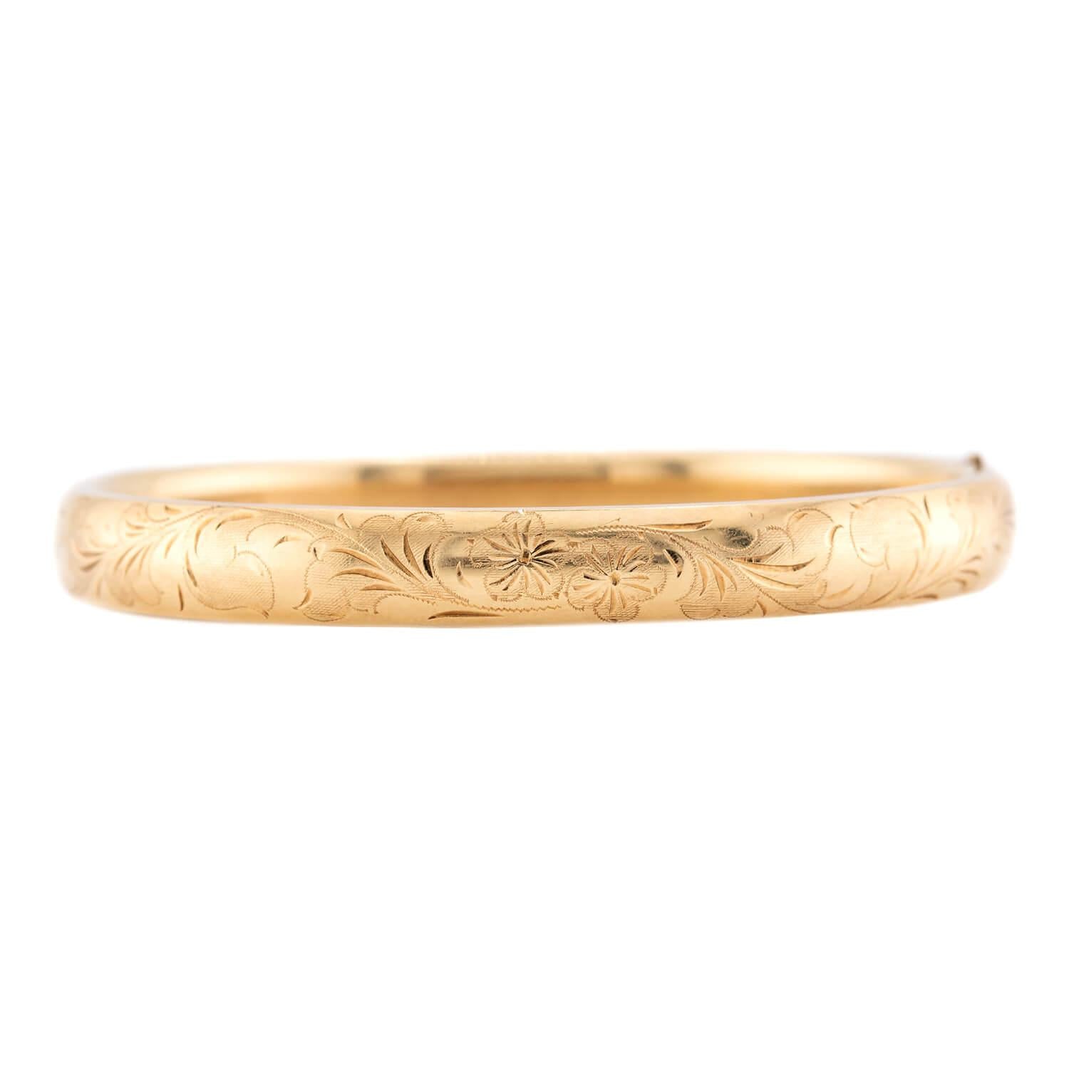 Victorian 14k Gold Engraved Bangle