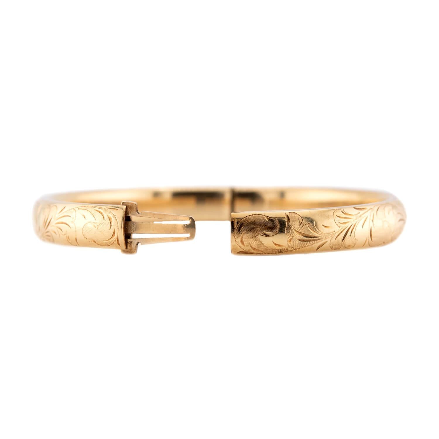 Victorian 14k Gold Engraved Bangle