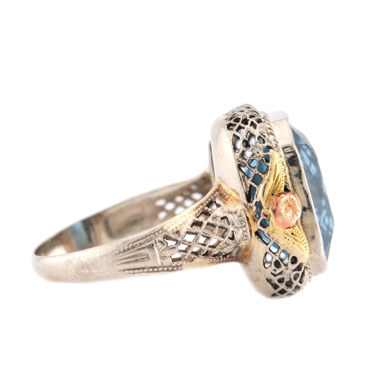 Edwardian 14k Blue Topaz Ring