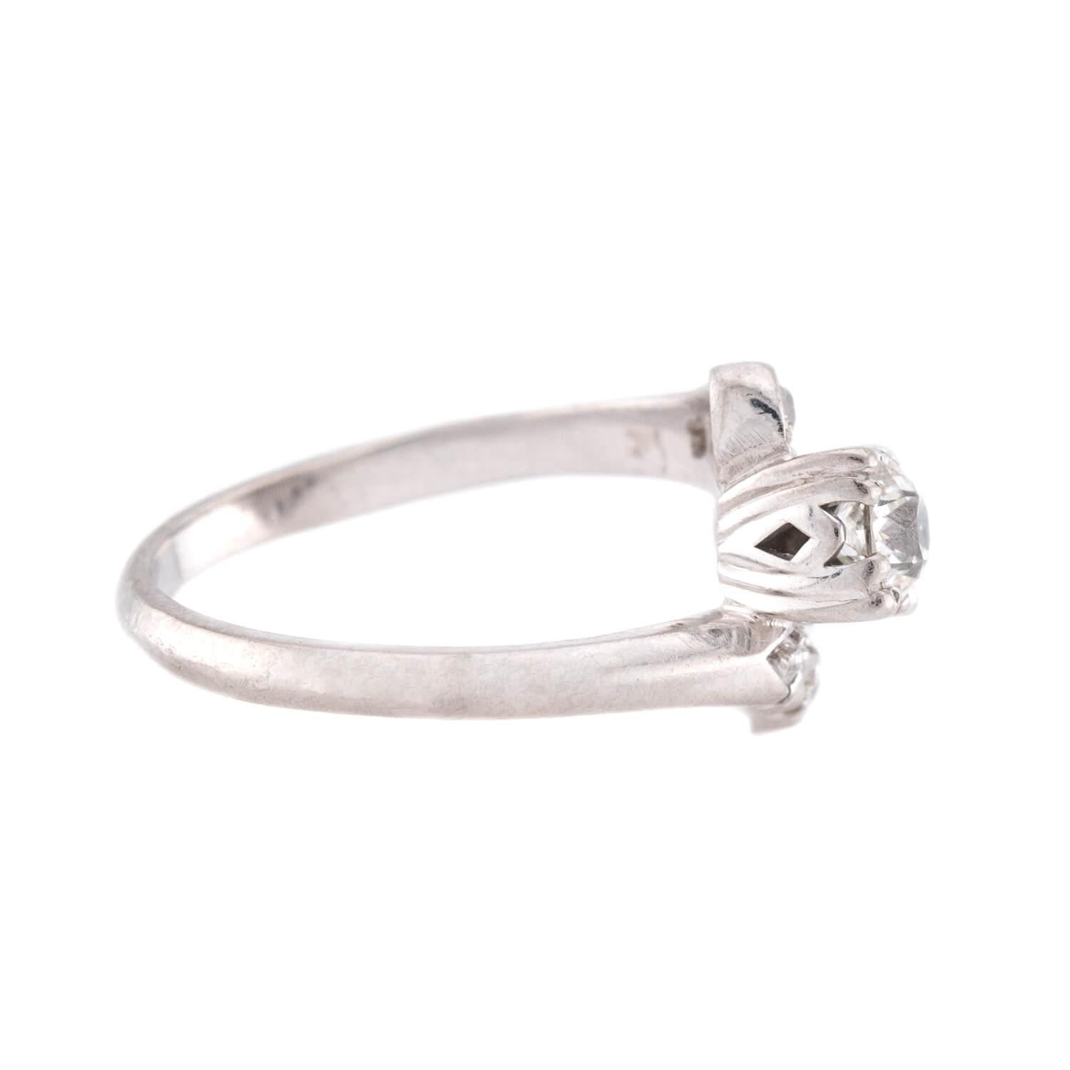 Art Deco Palladium Diamond Bypass Ring