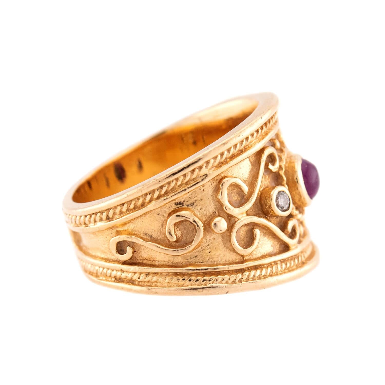 Estate 14k Ruby and Diamond Cigar Band