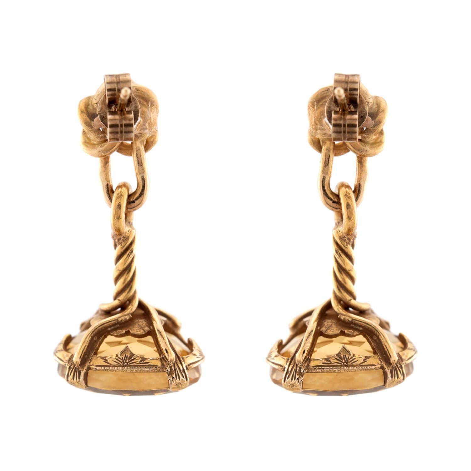 Victorian 14k Citrine Intaglio Earring