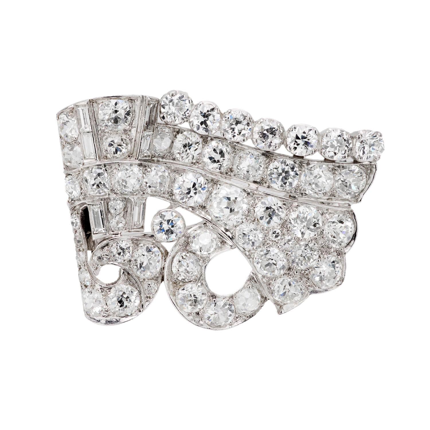Edwardian Platinum Diamond Fur Clip