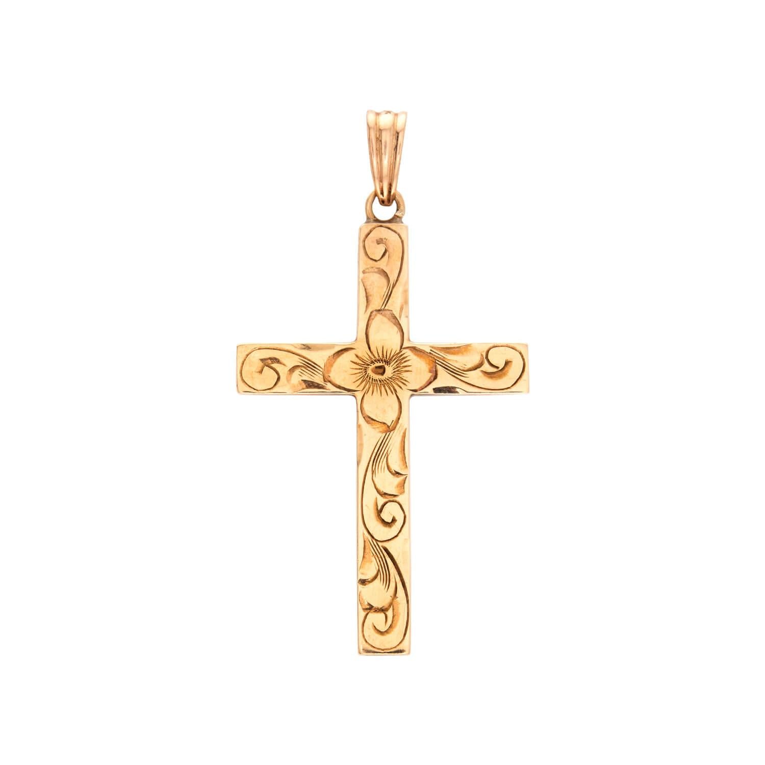 Art Nouveau 14k Cross Pendant/Charm