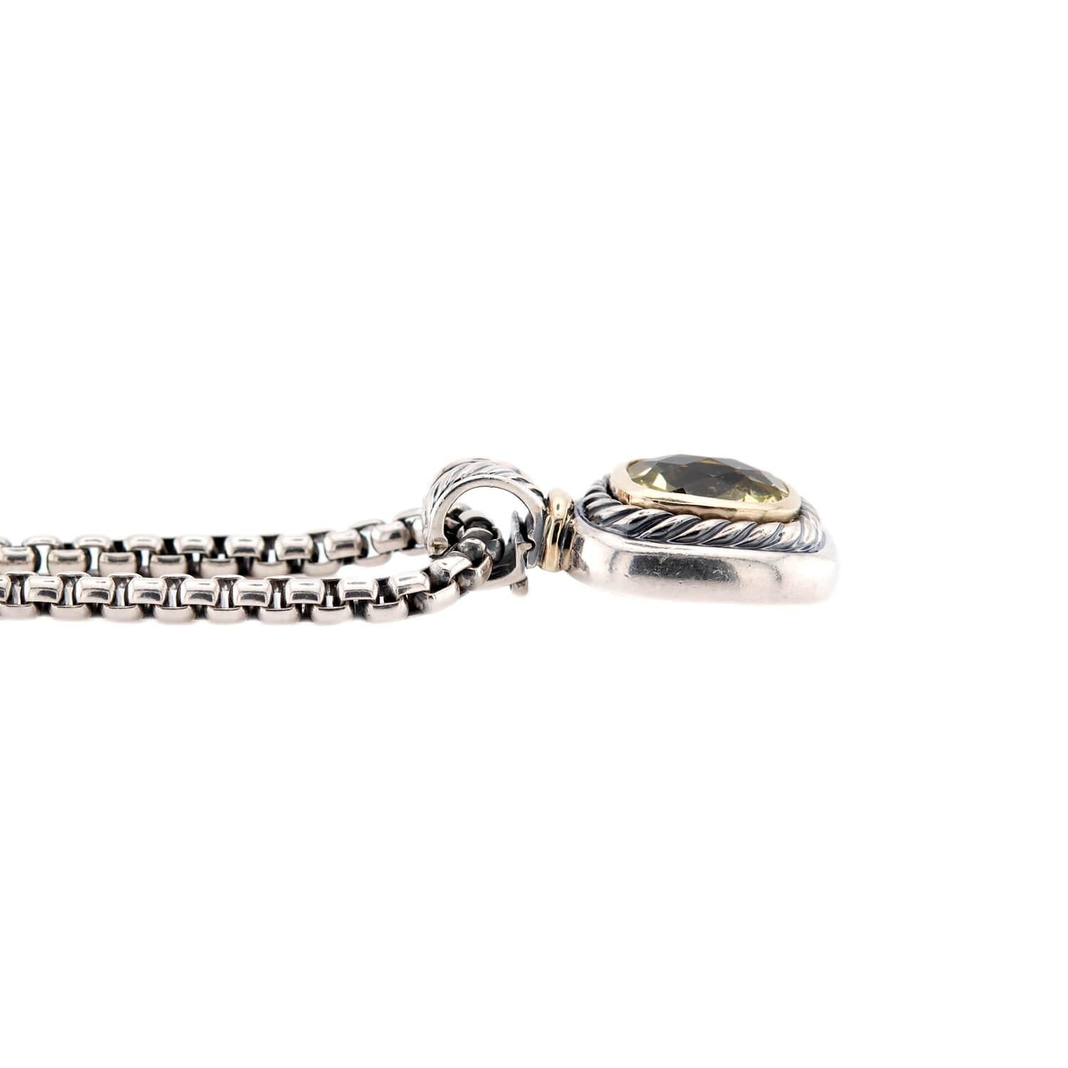 DAVID YURMAN Estate 14k/Sterling Silver Peridot Pendant Necklace