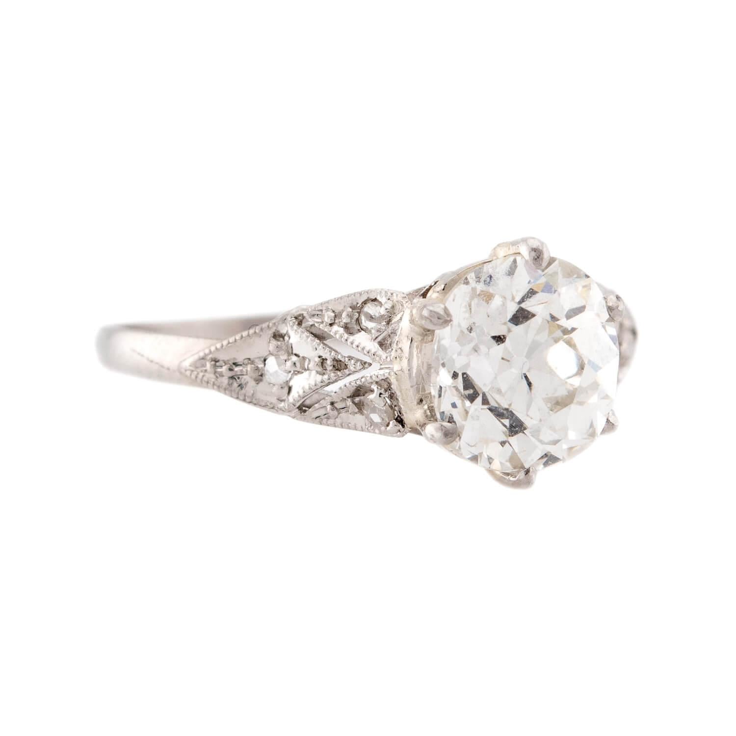 Art Deco Platinum Diamond Engagement Ring 1.55ct