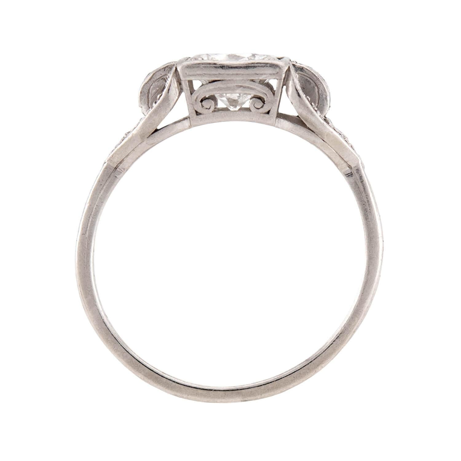 Art Deco Platinum Diamond Engagement Ring .90ct